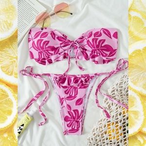 Pink Hawaii Strapless Bikini